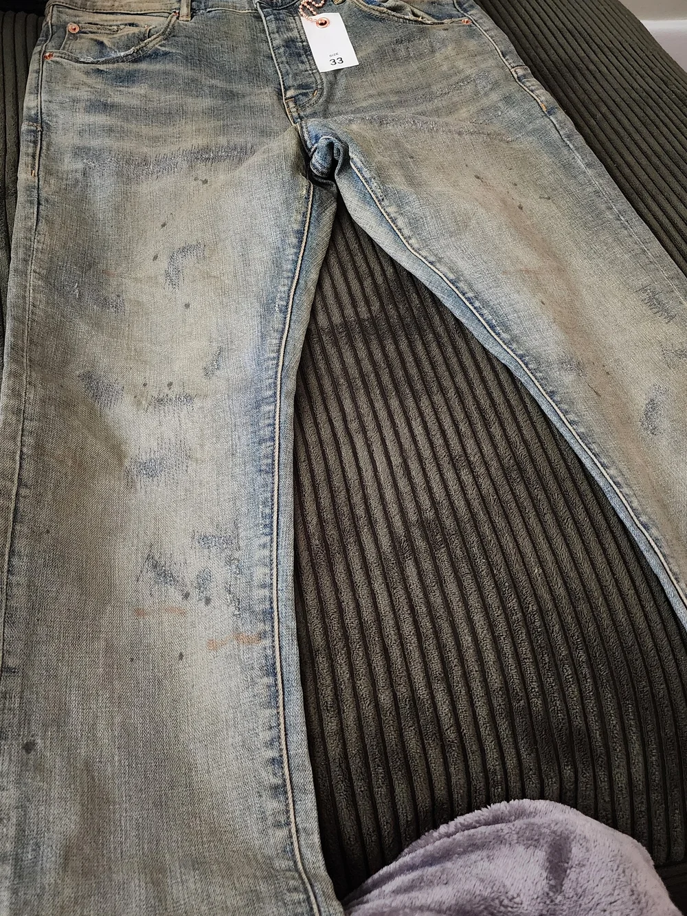 Men's Skinny Light Blue Washed Jeans - PURPLE